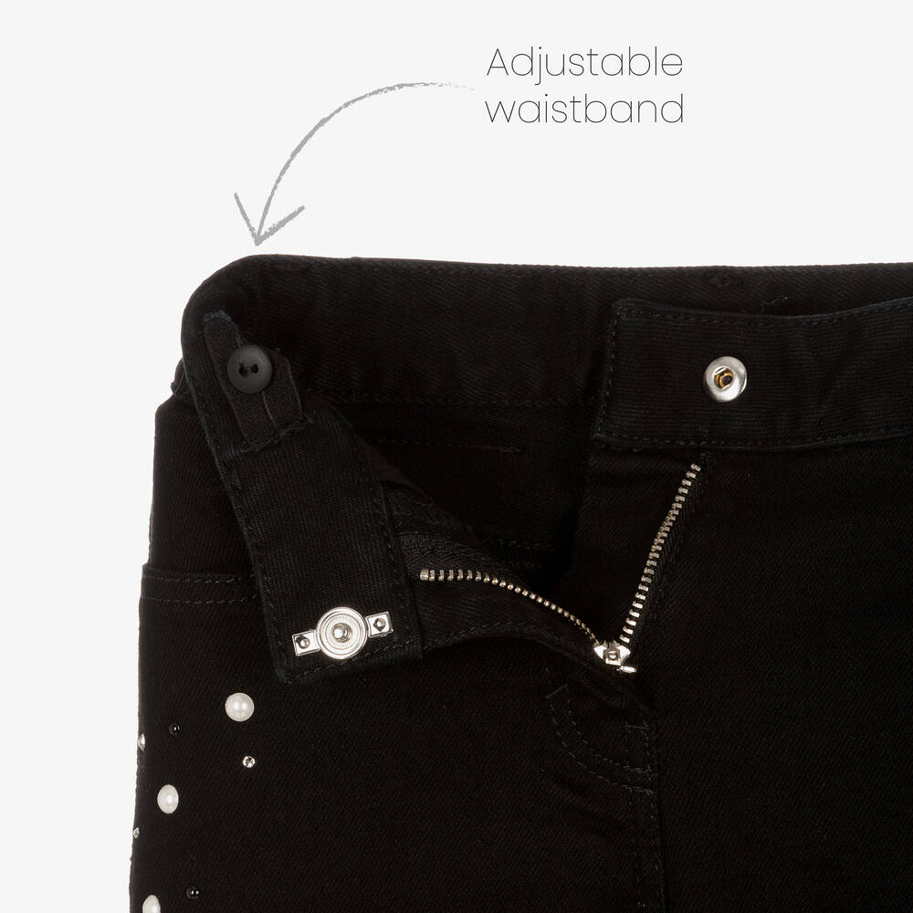 Givenchy-Girls Black Denim Swarovski Jeans | Childrensalon Outlet