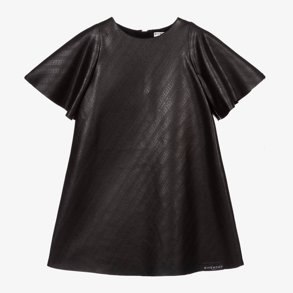 Givenchy-Girls Black Faux Leather Dress | Childrensalon Outlet