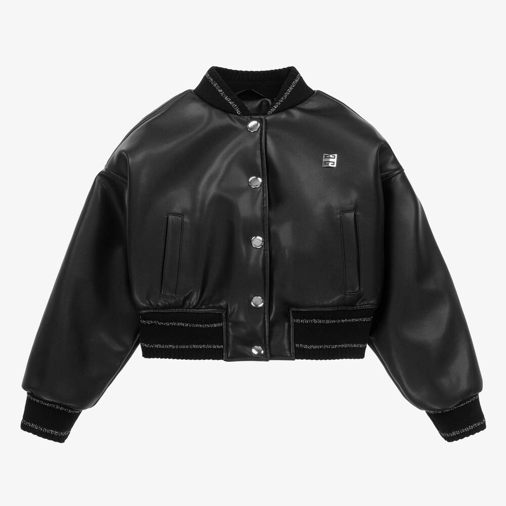 Givenchy - Blouson noir en simili cuir fille | Childrensalon