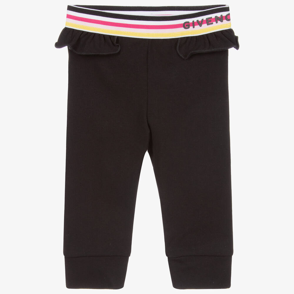Givenchy-Girls Black Frill Leggings | Childrensalon Outlet