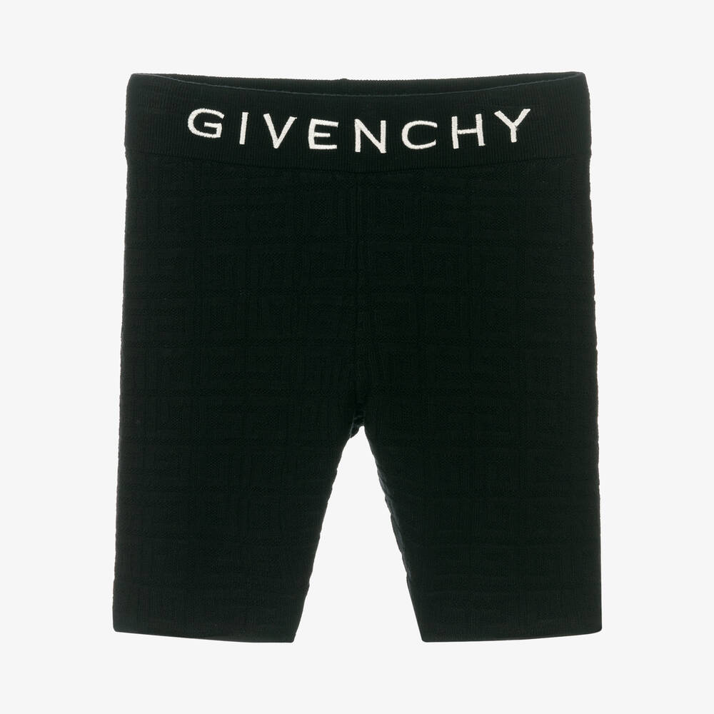 Givenchy - Girls Black Logo Knit Cycling Shorts | Childrensalon