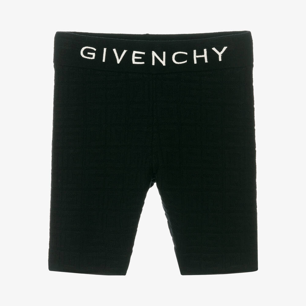 Givenchy-Girls Black Logo Knit Cycling Shorts | Childrensalon Outlet