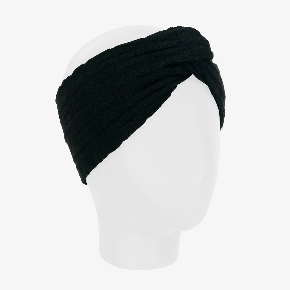 Givenchy-Girls Black Logo Knit Headband | Childrensalon Outlet