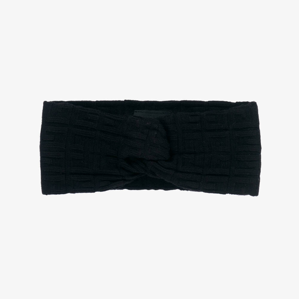 Givenchy - Girls Black Logo Knit Headband | Childrensalon
