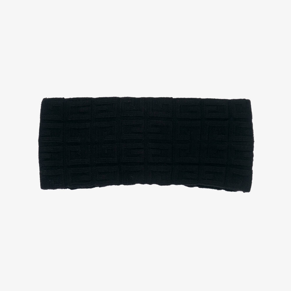 Givenchy-Girls Black Logo Knit Headband | Childrensalon Outlet