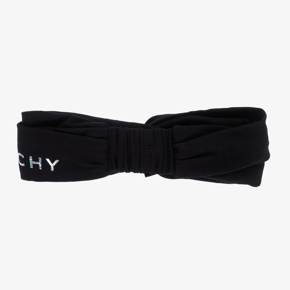 Givenchy - Girls Black Logo Knot Headband | Childrensalon Outlet
