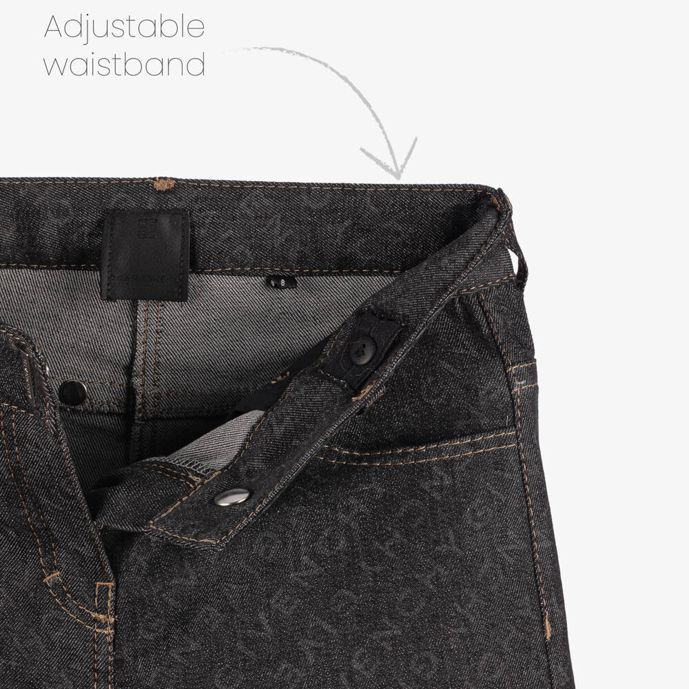 Givenchy-Girls Black Logo Wide Leg Trousers | Childrensalon Outlet