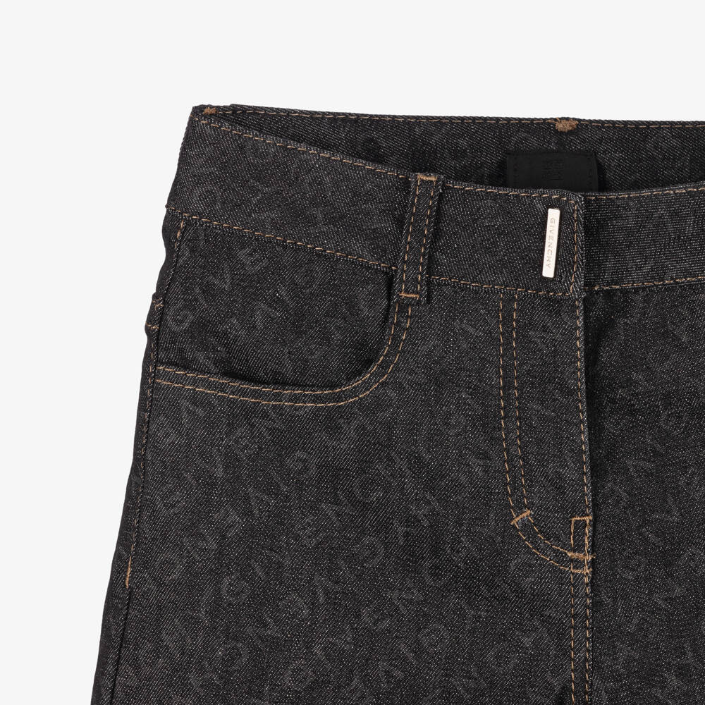 Givenchy-Girls Black Logo Wide Leg Trousers | Childrensalon Outlet