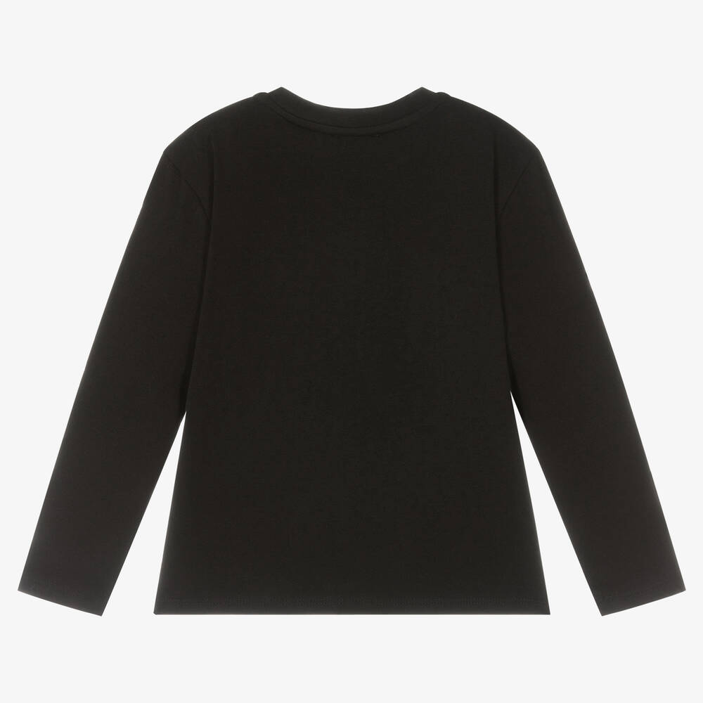 Givenchy-توب قطن جيرسي لون أسود مزين بترتر للبنات | Childrensalon Outlet