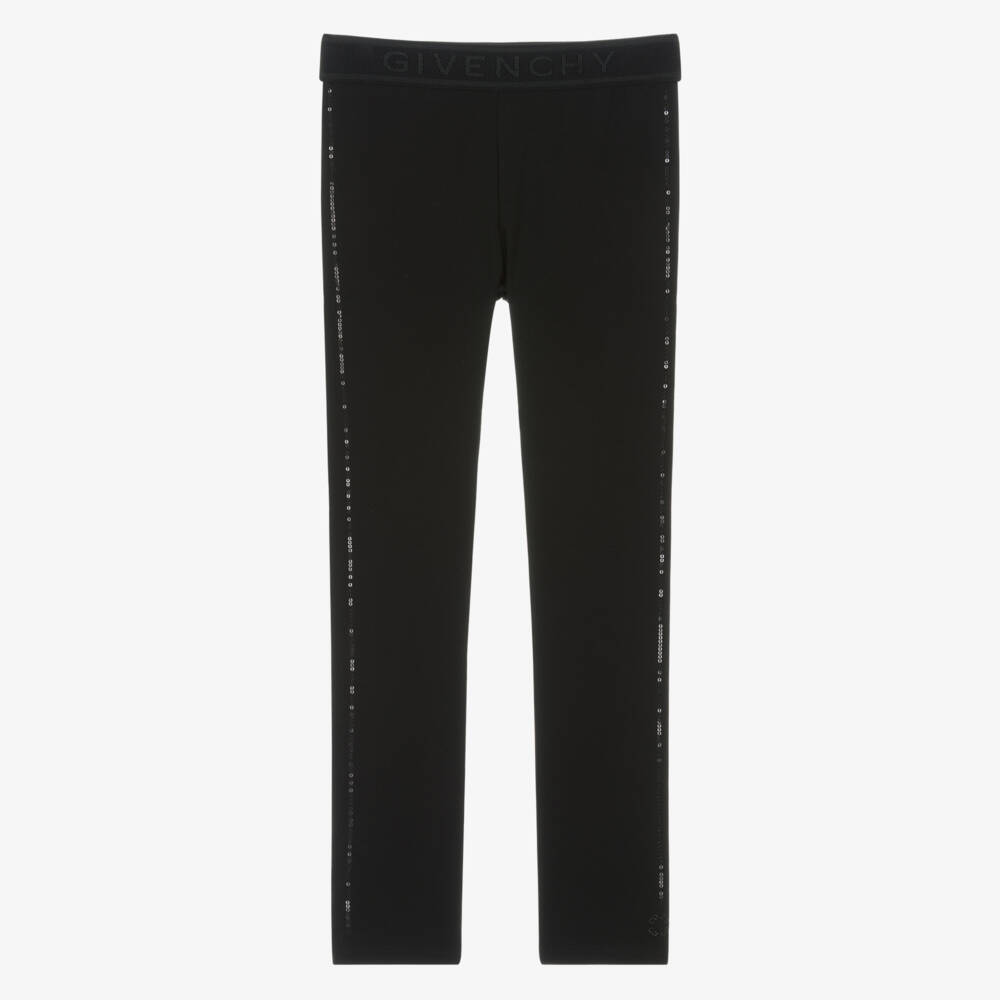 Givenchy-Girls Black Sequin Detail Leggings | Childrensalon Outlet