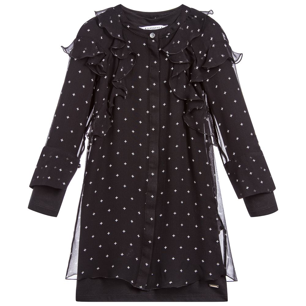 Givenchy - Girls Black Silk Voile Dress | Childrensalon Outlet