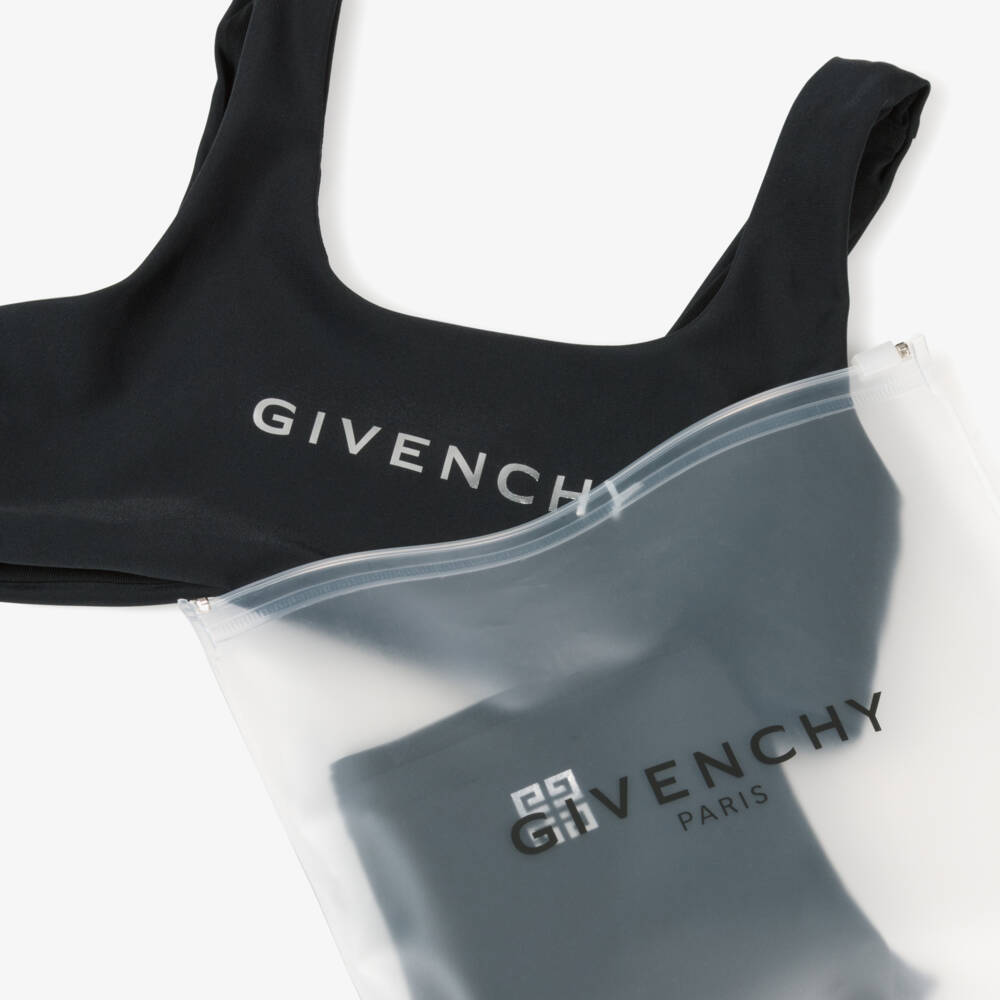 Givenchy-Girls Black & Silver Logo Print Bikini | Childrensalon Outlet
