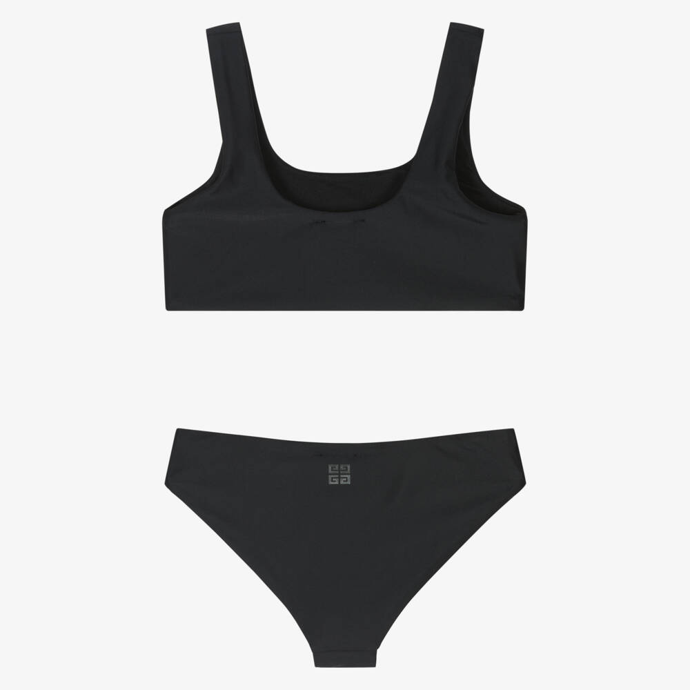 Givenchy-Girls Black & Silver Logo Print Bikini | Childrensalon Outlet