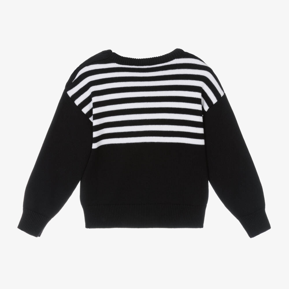 Givenchy-Girls Black Striped Knit Sweater | Childrensalon Outlet