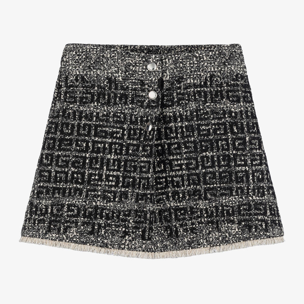Givenchy-Girls Black Tweed Embroidered Skort | Childrensalon Outlet