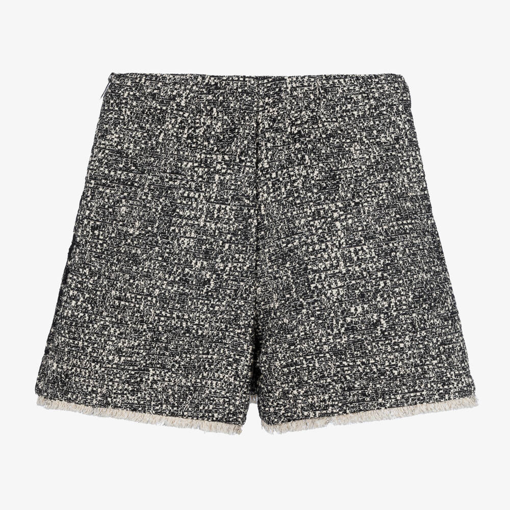 Givenchy-Girls Black Tweed Embroidered Skort | Childrensalon Outlet