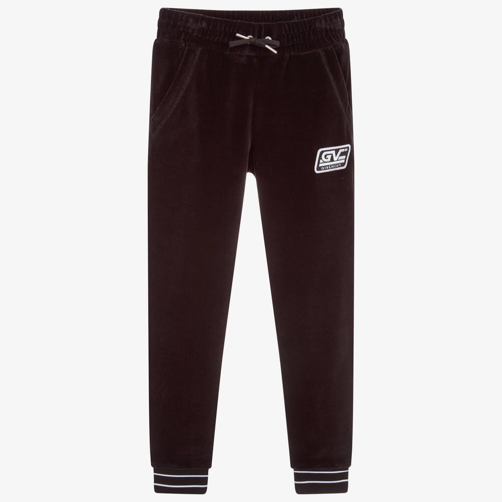 Givenchy - Girls Black Velour Joggers | Childrensalon