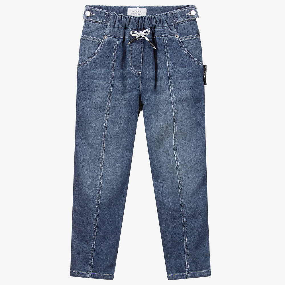 Givenchy - Girls Blue Denim Logo Jeans  | Childrensalon