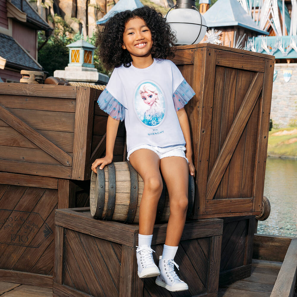 Givenchy-Голубая хлопковая футболка Disney для девочек | Childrensalon Outlet