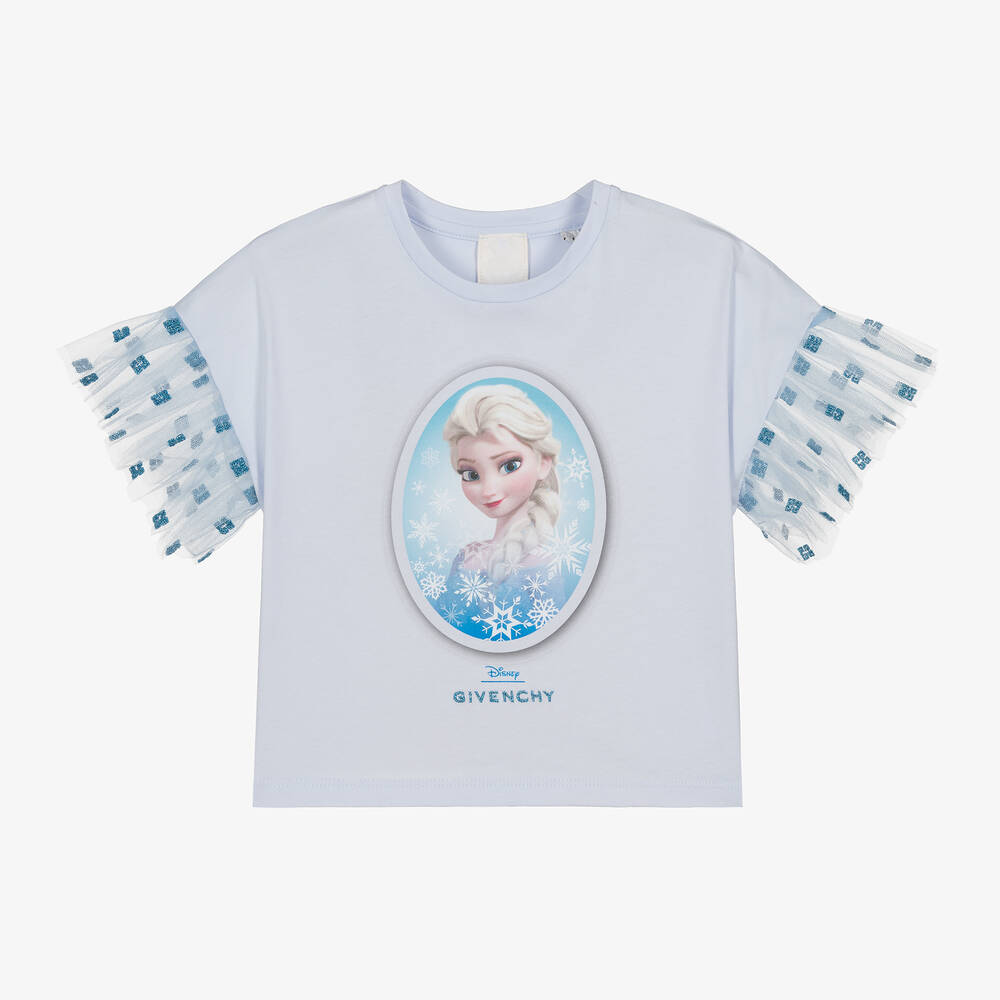 Givenchy-تيشيرت بطبعة ديزني قطن وتول لون أزرق للبنات | Childrensalon Outlet