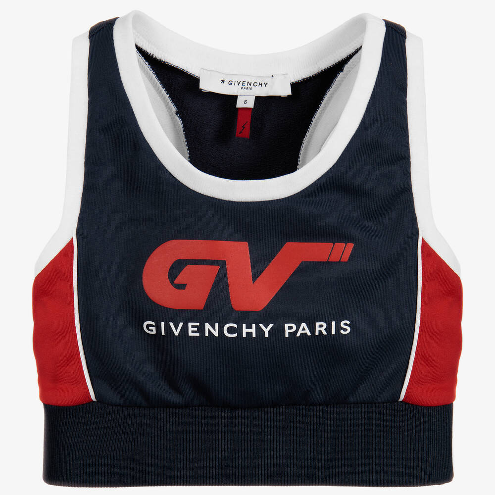 Givenchy - Girls Blue Jersey Cropped Top  | Childrensalon