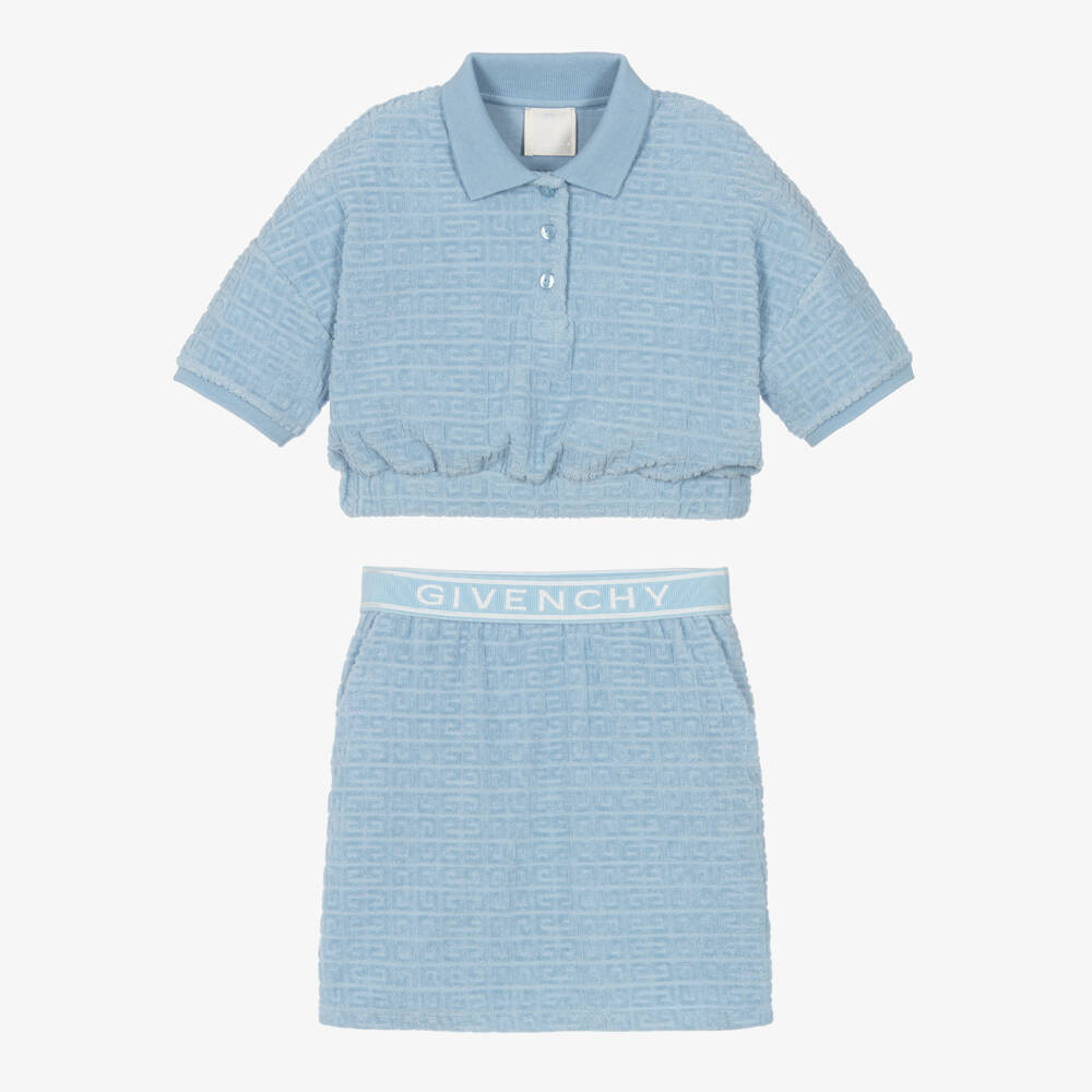 Givenchy-Girls Blue Logo Terry Ensemble | Childrensalon Outlet