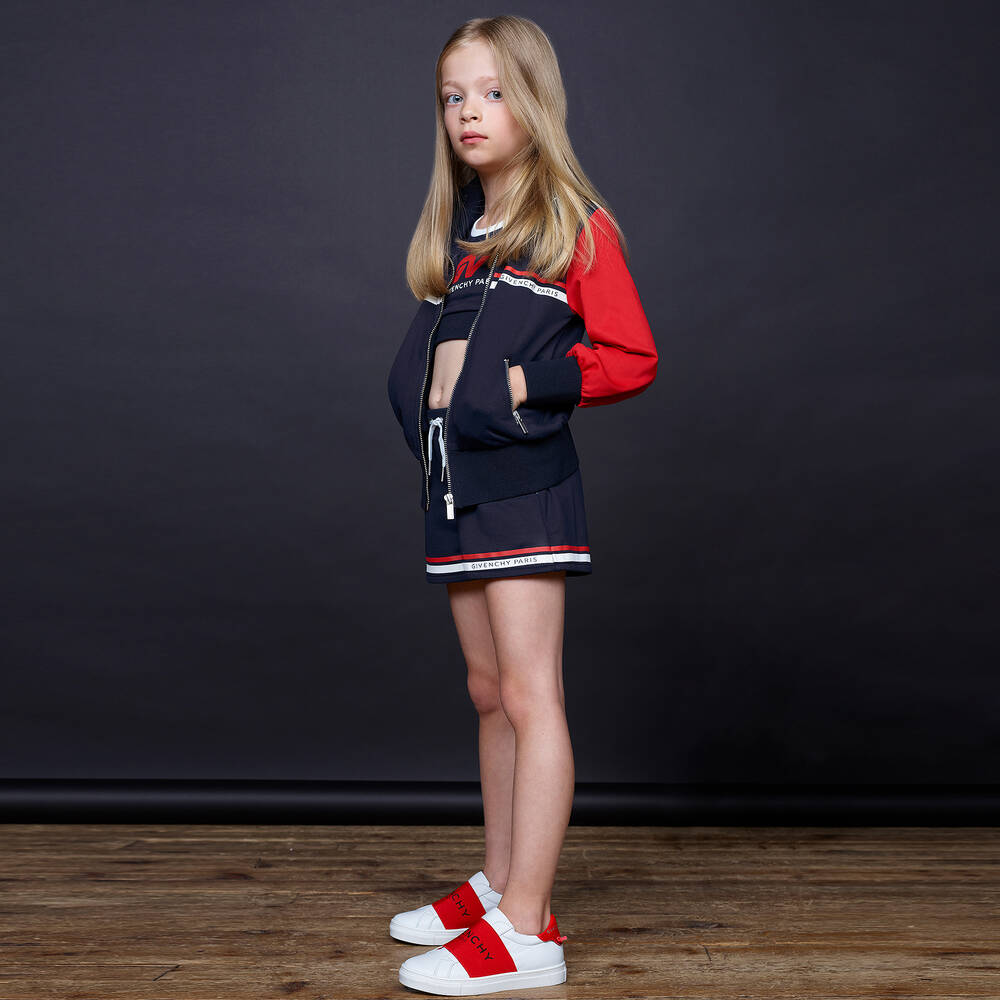 Givenchy-Girls Blue & Red Zip-Up Top | Childrensalon Outlet
