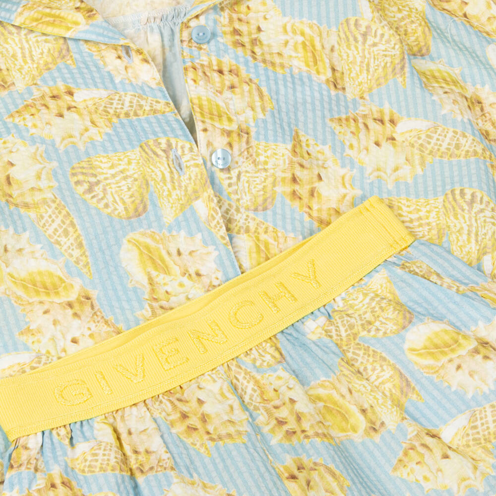 Givenchy-طقم شورت قطني أزرق للبنات بتصميم أصداف البحر | Childrensalon Outlet