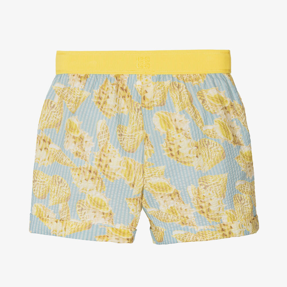 Givenchy-طقم شورت قطني أزرق للبنات بتصميم أصداف البحر | Childrensalon Outlet