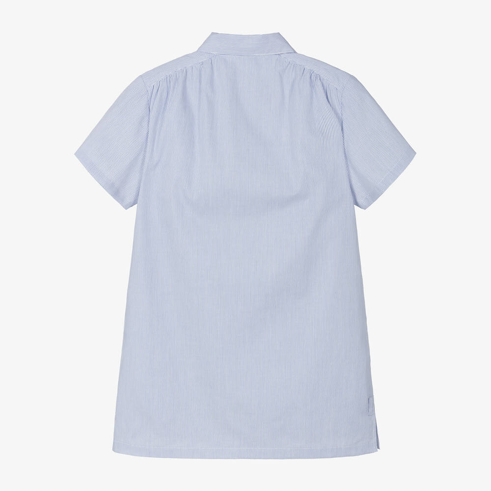 Givenchy-فستان قطن بوبلين مقلم لون أزرق وأبيض | Childrensalon Outlet