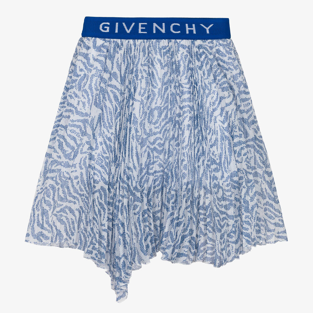 Givenchy - Jupe bleue et blanche zébrée fille | Childrensalon