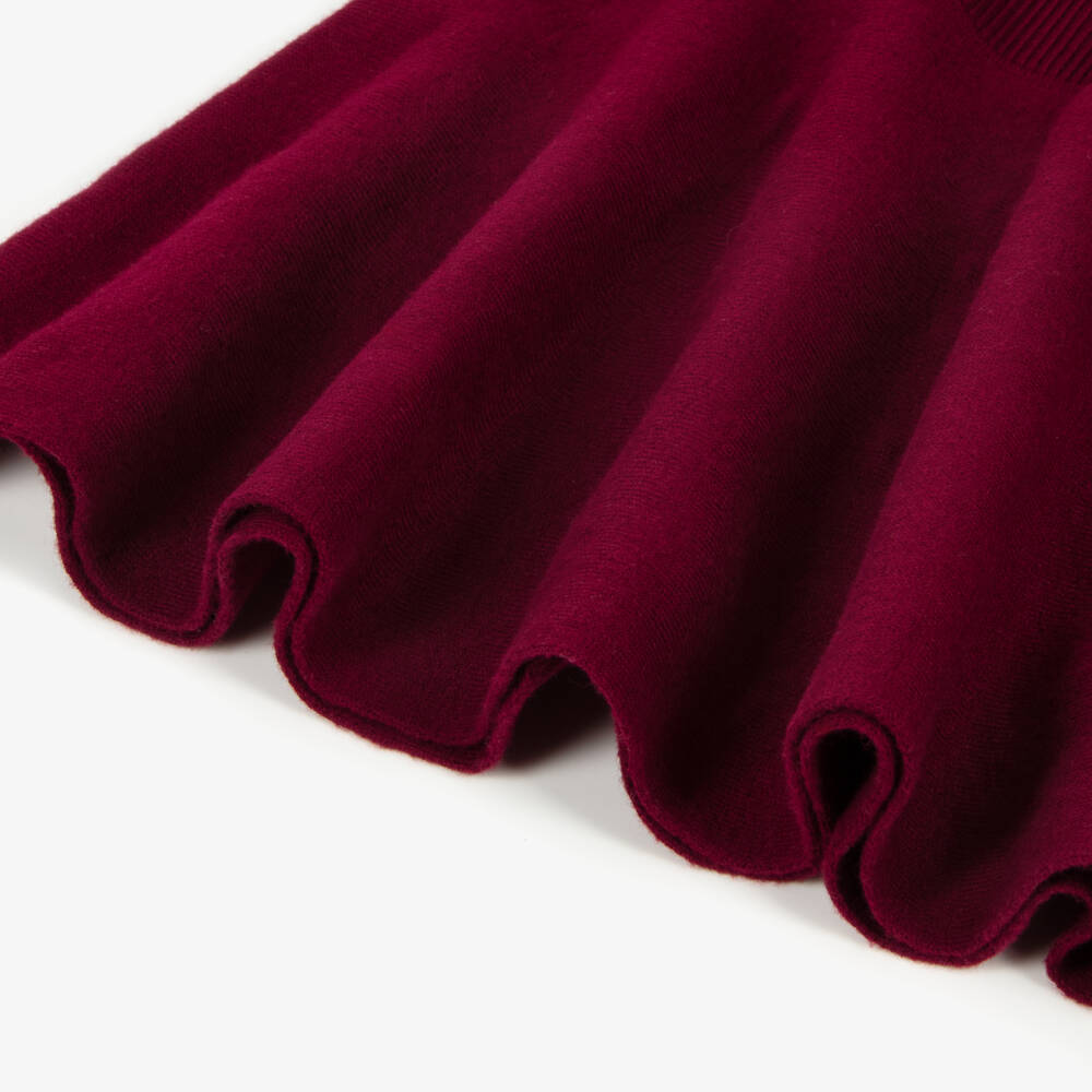 Givenchy-Girls Burgundy Red Cotton Knit Dress with Monogram 72 Logo | Childrensalon Outlet