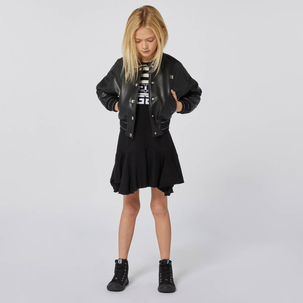 Givenchy-Girls Chic Black Leather Jacket | Childrensalon Outlet