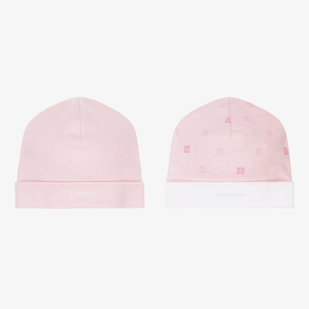 Givenchy-Girls Cotton Pink Hats Duo | Childrensalon Outlet