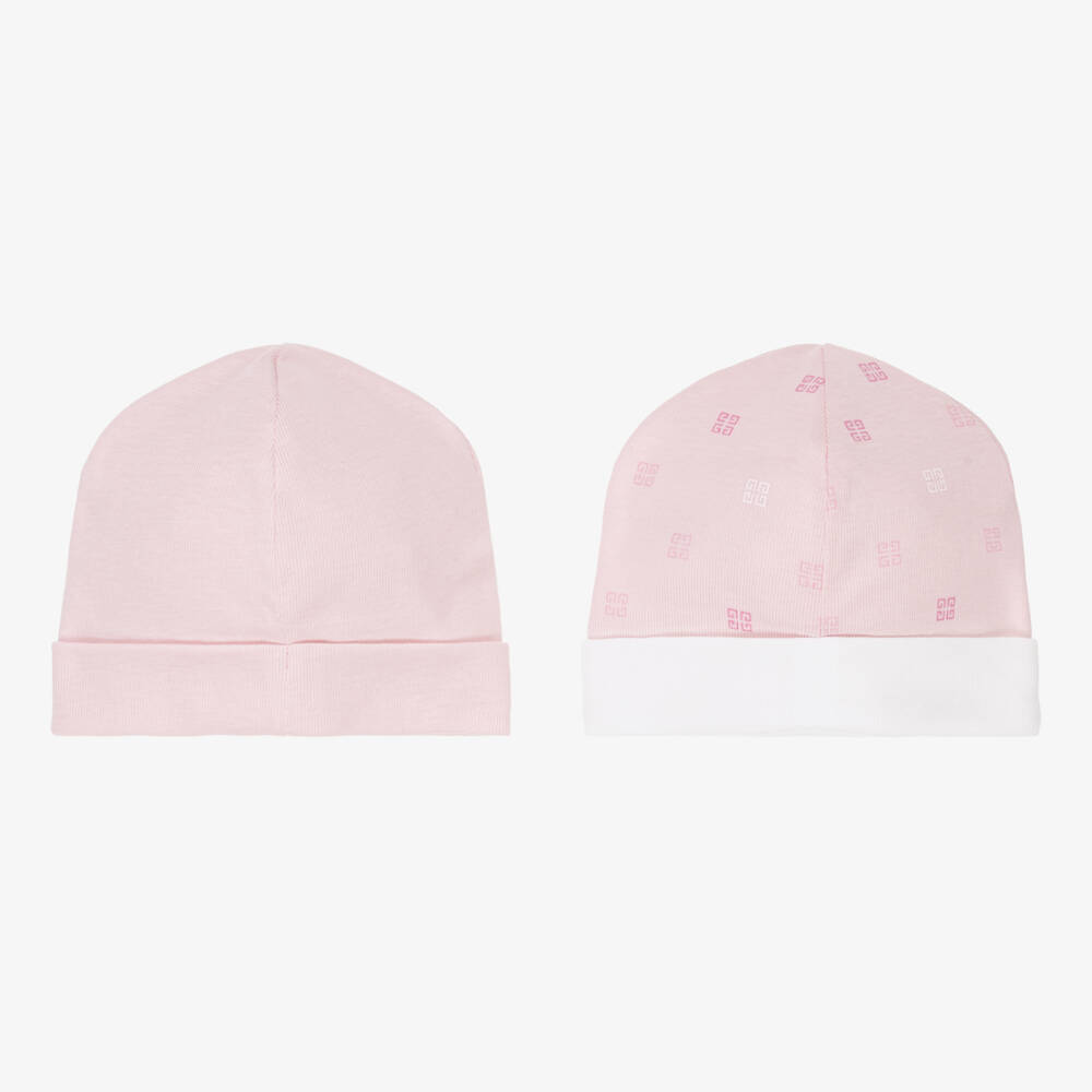 Givenchy-Girls Cotton Pink Hats Duo | Childrensalon Outlet