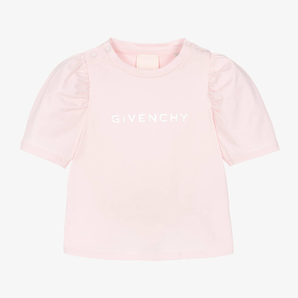 Givenchy-Girls Cotton Pink Tee | Childrensalon Outlet