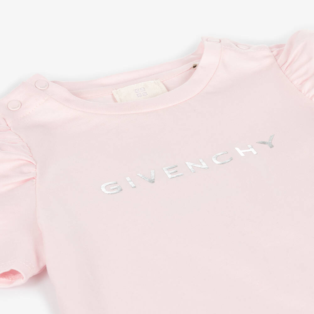 Givenchy-Girls Cotton Pink Tee | Childrensalon Outlet