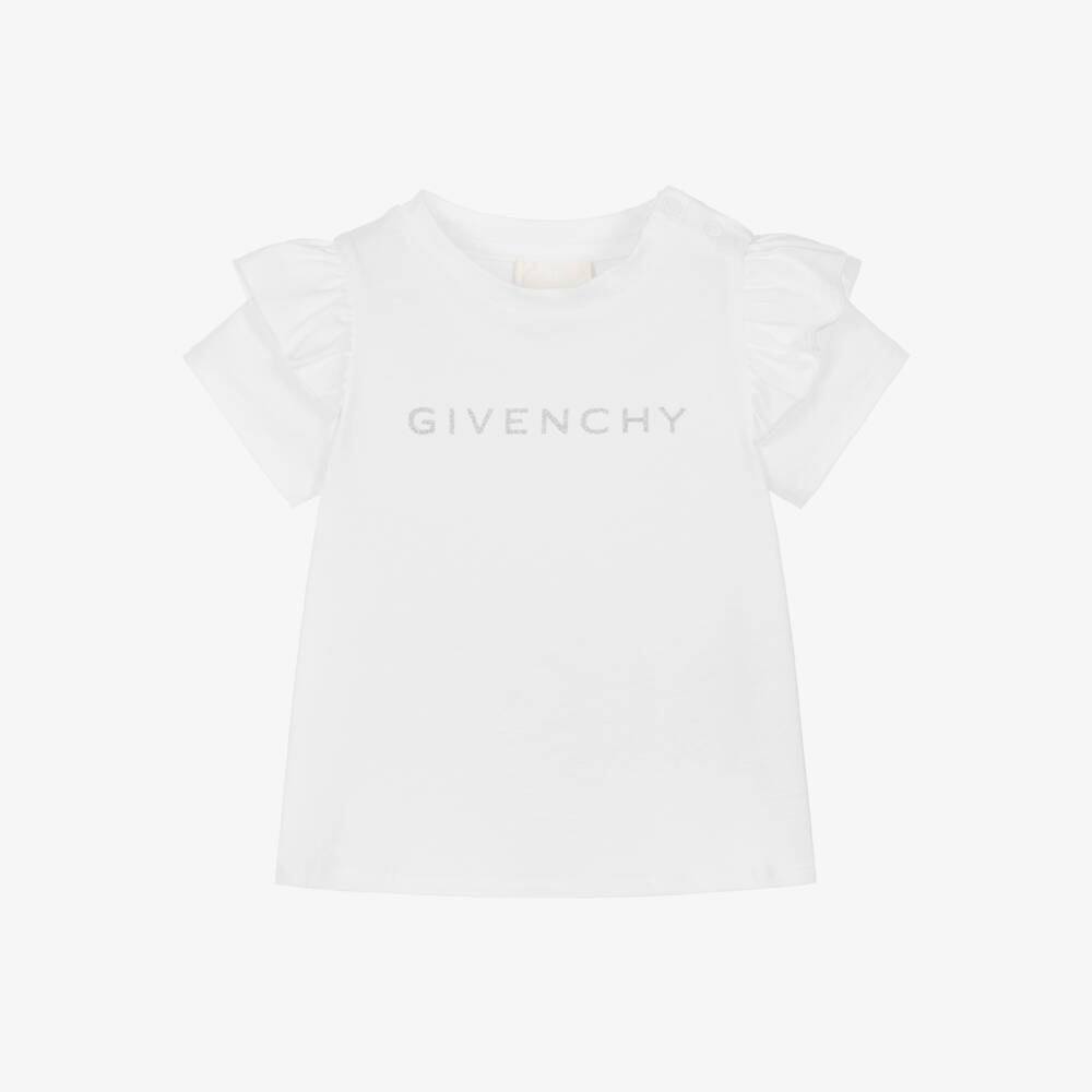 Givenchy-Girls Cotton Tee with Glittery Emblem | Childrensalon Outlet