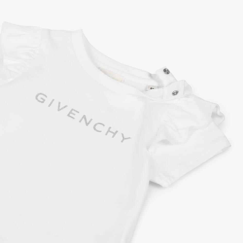 Givenchy-Girls Cotton Tee with Glittery Emblem | Childrensalon Outlet