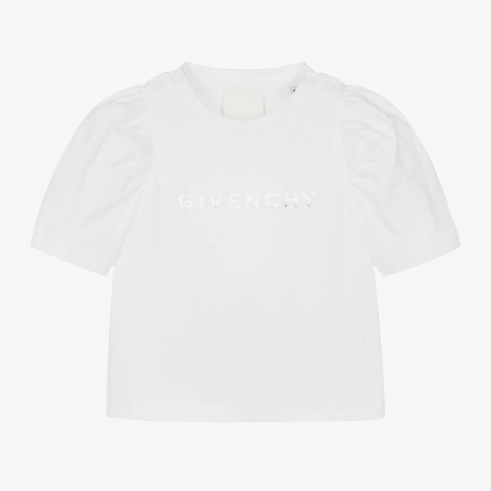 Givenchy-Girls Cotton White Tee | Childrensalon Outlet