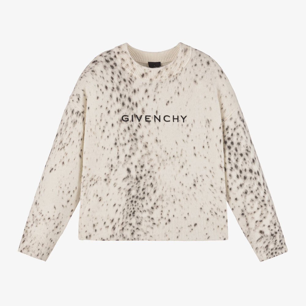 Givenchy-بلوفر بطبعة أوسيلوت صوف لون عاجي للبنات | Childrensalon Outlet