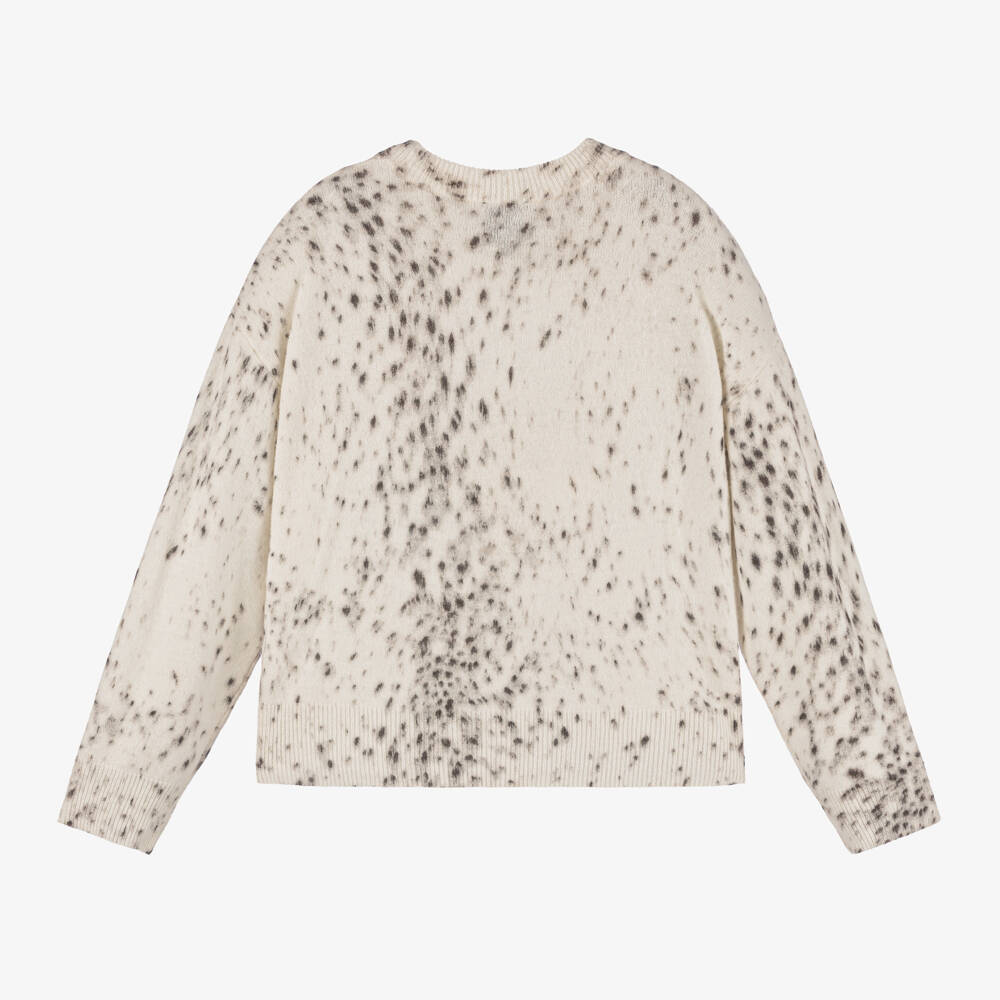 Givenchy-Girls Cream Leopard Knit Jumper | Childrensalon Outlet