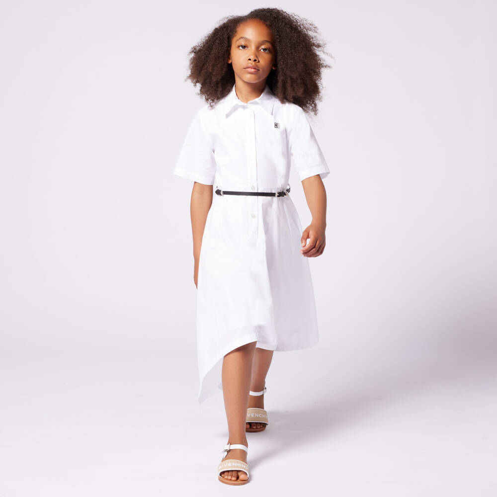 Givenchy-Girls Crisp White Poplin Dress | Childrensalon Outlet