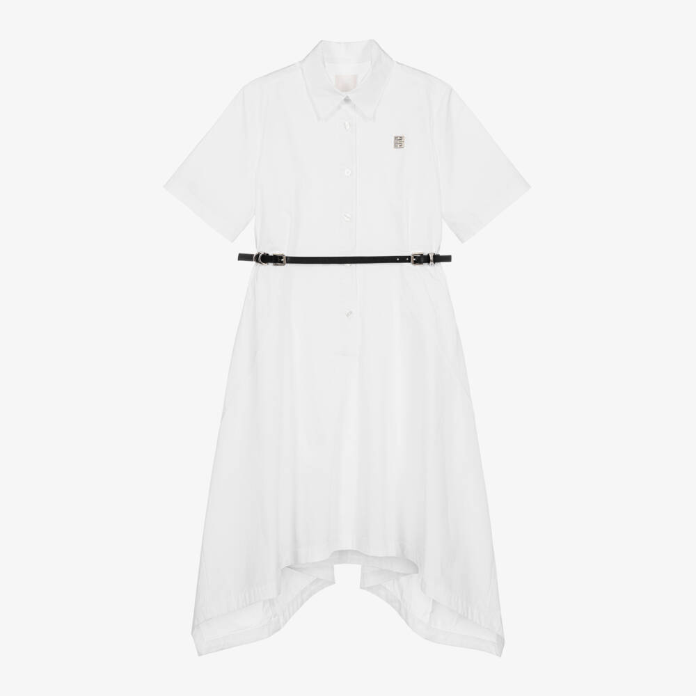 Givenchy-فستان بوبلين أبيض نقي للبنات | Childrensalon Outlet