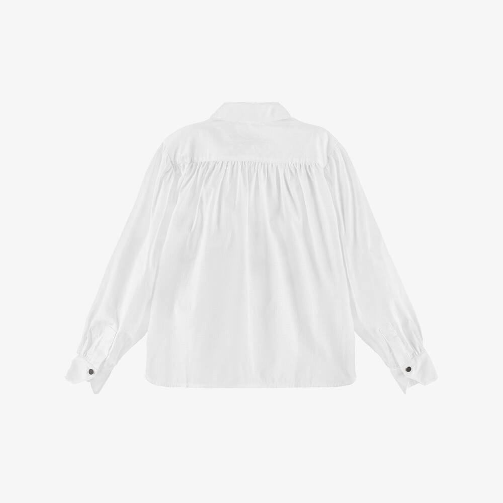 Givenchy-بلوزة قطنية بيضاء أنيقة للبنات | Childrensalon Outlet