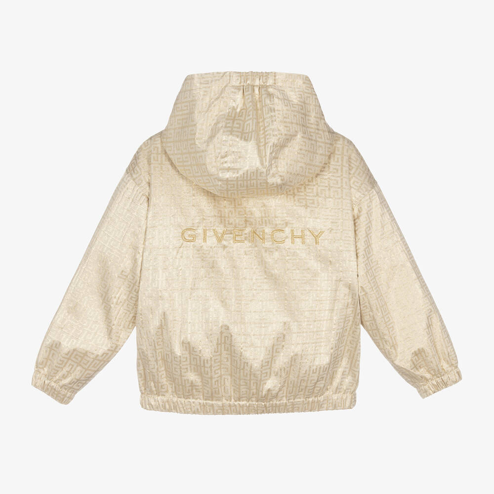 Givenchy-Girls Gold Jacquard Hooded Jacket | Childrensalon Outlet