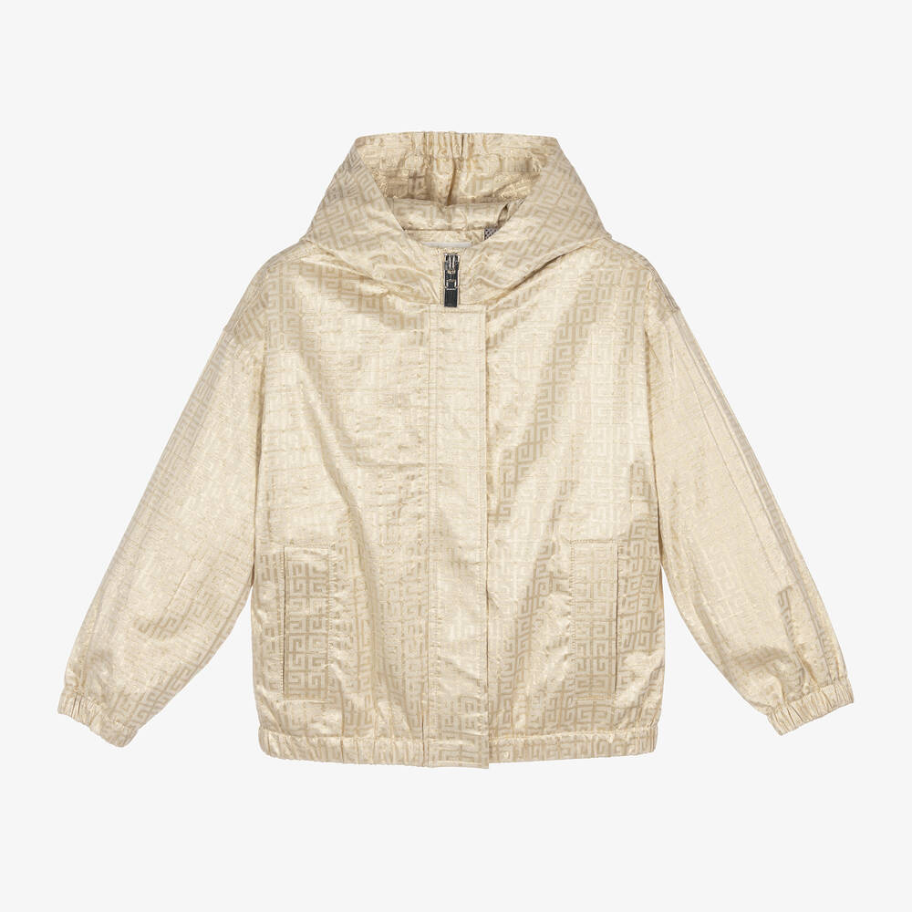 Givenchy-Girls Gold Jacquard Hooded Jacket | Childrensalon Outlet