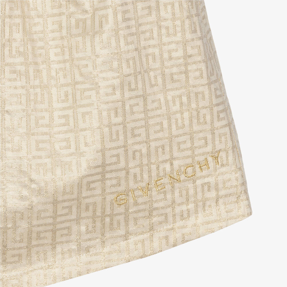 Givenchy-Girls Gold Jacquard Shorts | Childrensalon Outlet