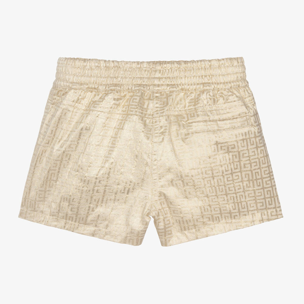Givenchy-Girls Gold Jacquard Shorts | Childrensalon Outlet