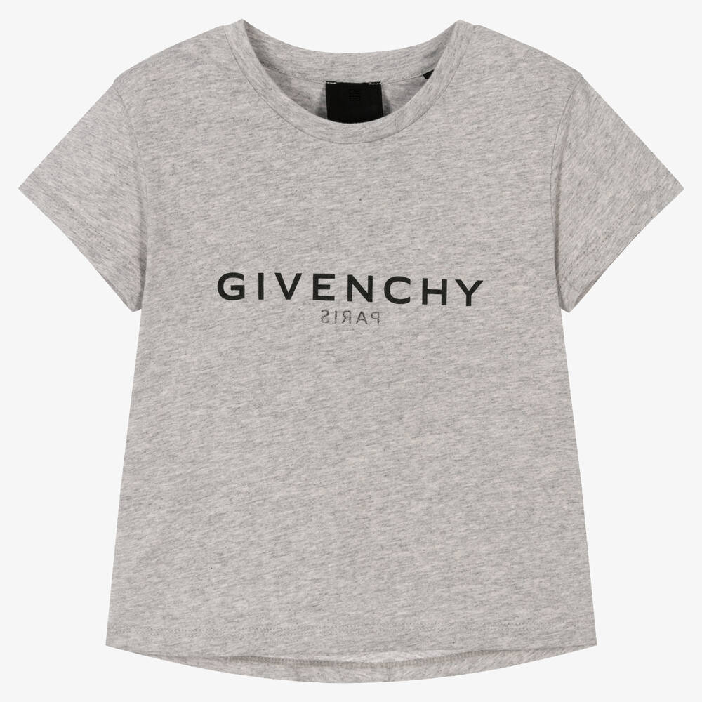 Givenchy - تيشيرت قطن لون رمادي للبنات | Childrensalon